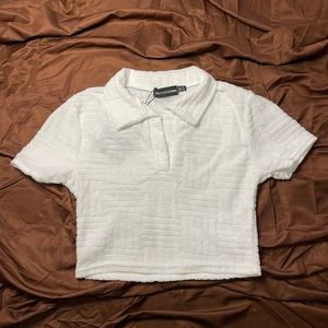 PrettyLittleThing Petite Towel Polo Crop Top